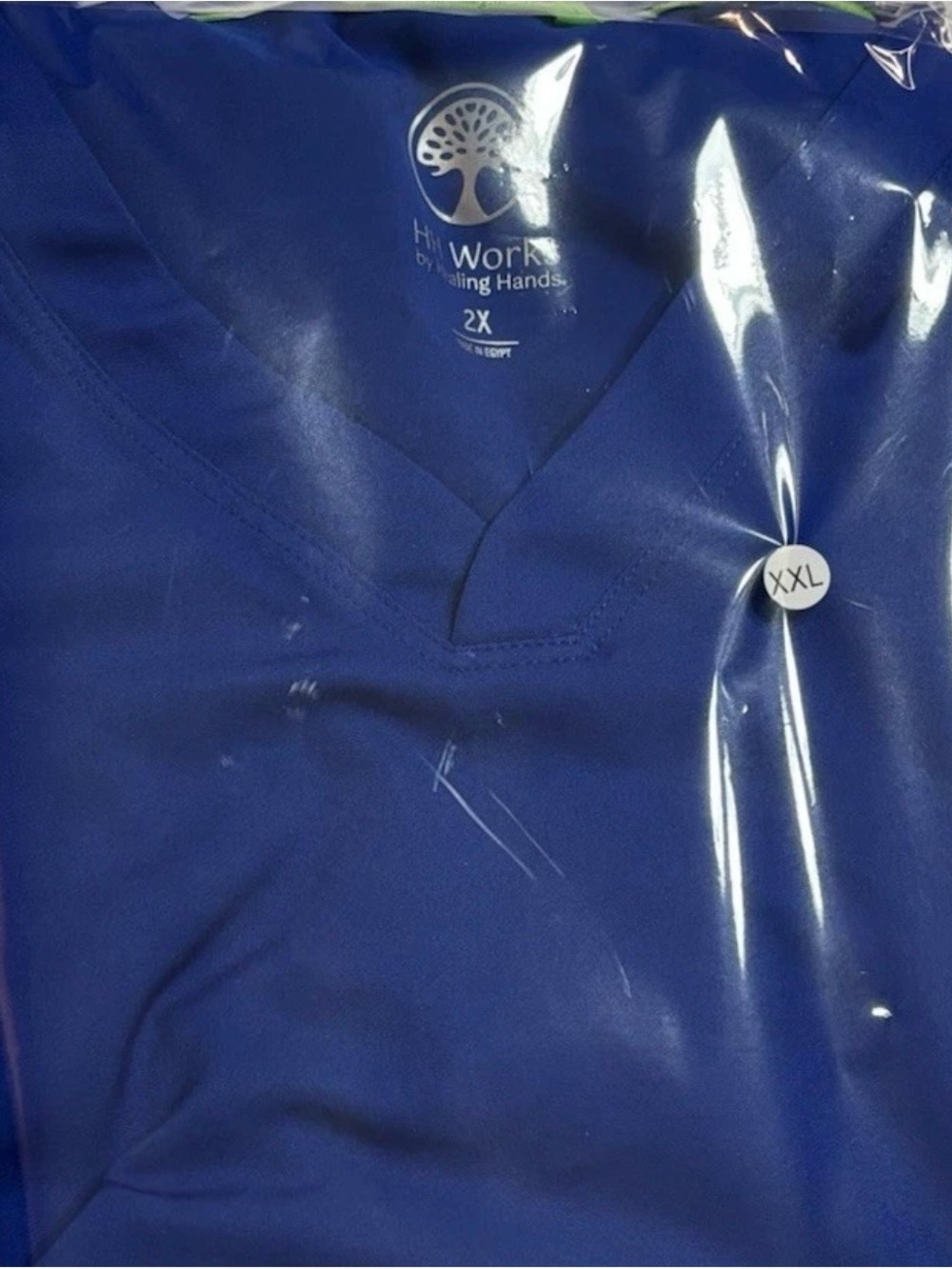 HH Works Healing Hands Monica 2500 Scrub Top 2X Blue V-Neck Stretch Women’s 🔥💙 - Picture 7 of 7